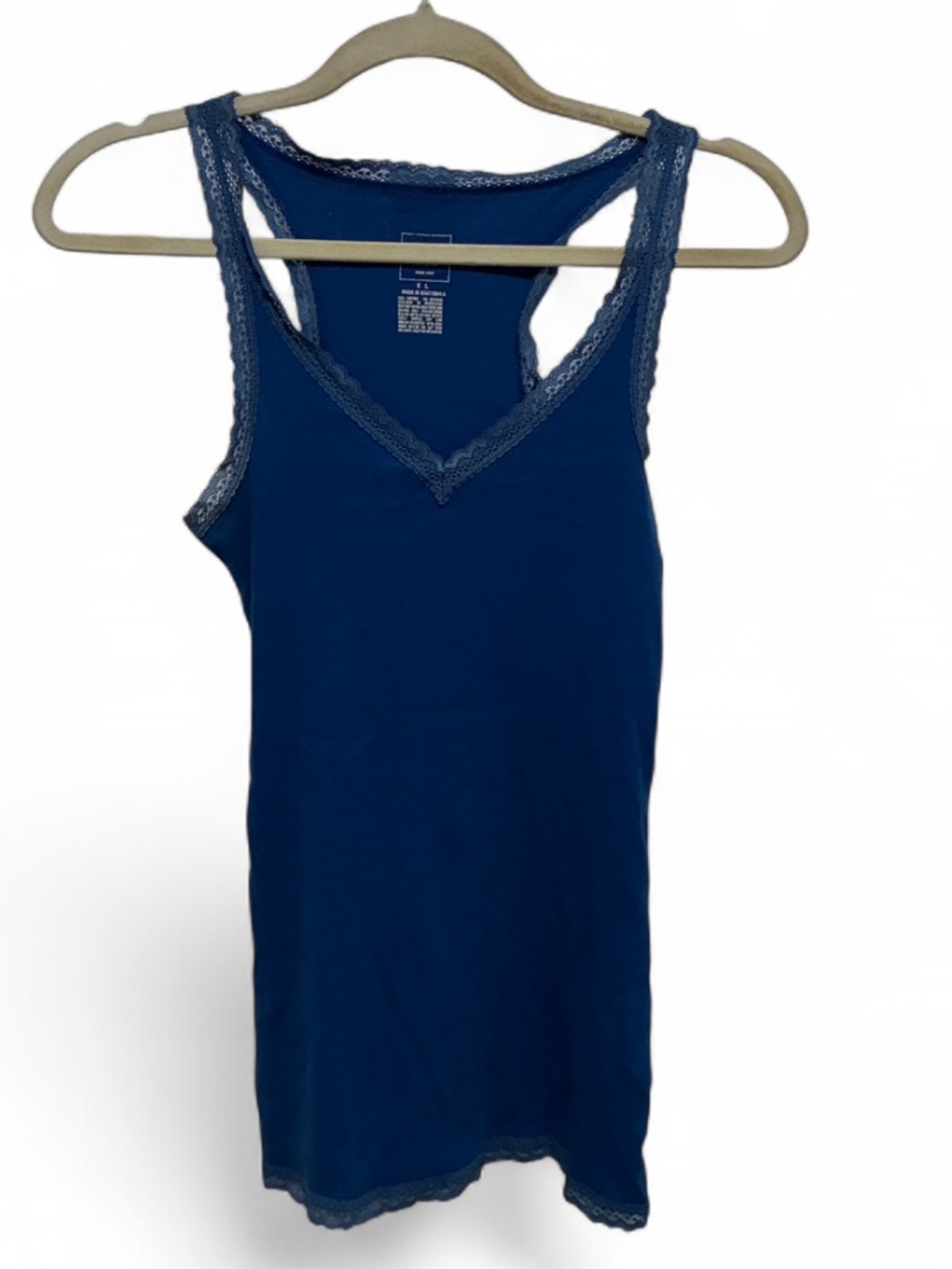 Y2K Mossimo Supply Co. Ribbed Lace Trim V-Neck Tank Top - Blue